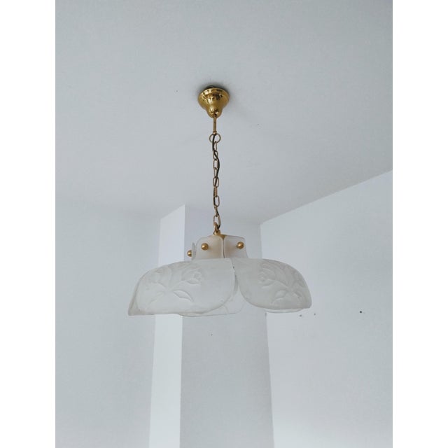 Mid-Century Modern Mid-Century Modern Brass and Frosted Glass Pendant from Hillebrand Leuchten, Germany, 1970s For Sale - Image 3 of 18