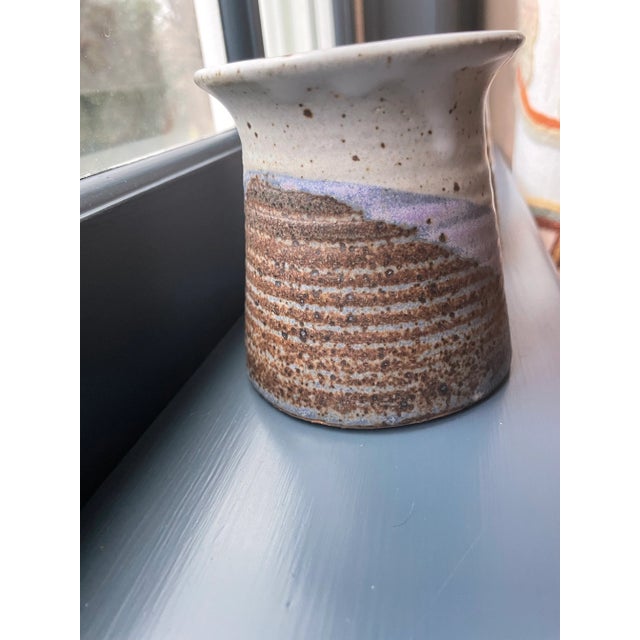 Vintage Hand-Made Hand-Painted Blue Maine Pottery Vessels - a Pair For Sale - Image 4 of 11