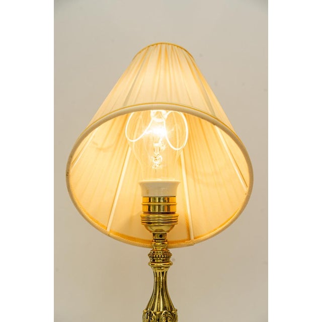 Historistic Brass Table Lamp with Fabric Shade, Vienna, Austria, 1890s For Sale - Image 10 of 13