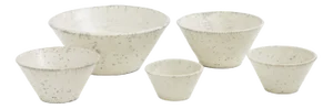 Japanese Minimalistic Crackle White Raku Ceramics Moon Bowls by Laab Milano, Set of 5