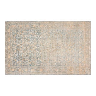 Fine Antique Persian Tabriz Blue, Beige Handmade Wool Rug For Sale