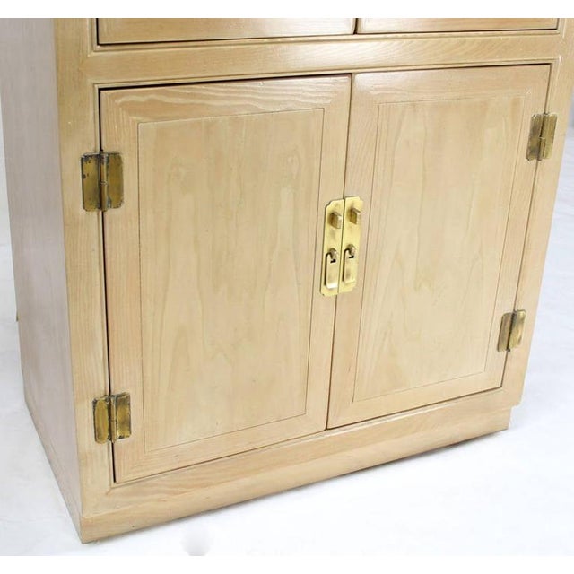 Late 20th Century Pair John Stuart White Wash Beveled Glass MidCentury Modern Tall Display Cabinet For Sale - Image 5 of 10