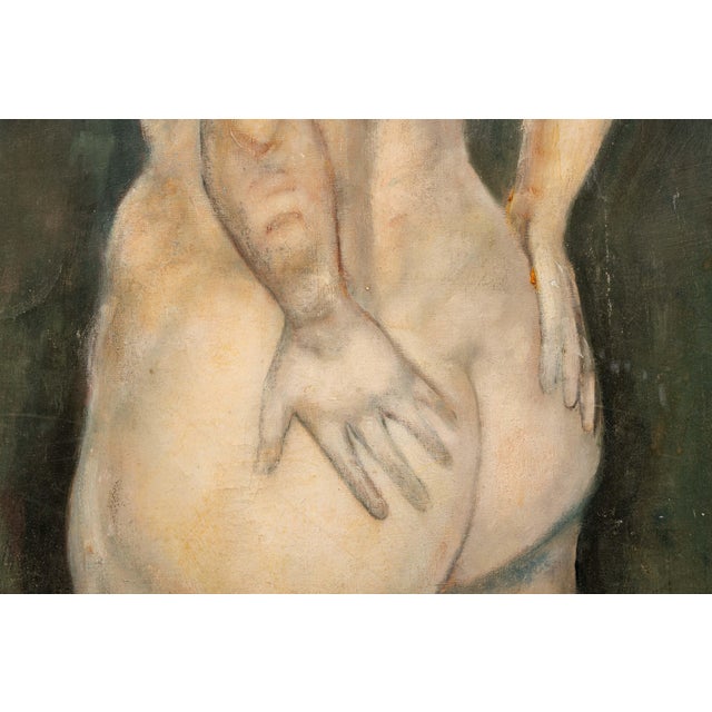 Vintage Oil on Canvas Nude Portrait of Woman For Sale - Image 4 of 5