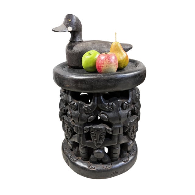Tribal Vintage Lg Tribal Nobility Bamileke Spider Stool/Table Cameroon 16.5" H For Sale - Image 3 of 9