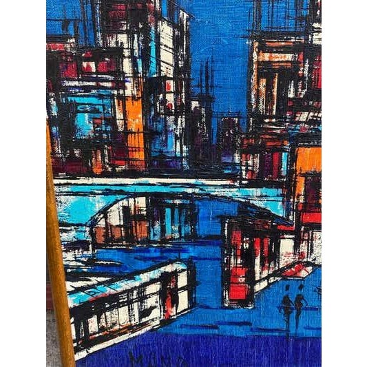 Mid-Century Modern Oil on Canvas Cityscape, Mid-Century Modern, Signed, 1960s For Sale - Image 3 of 7
