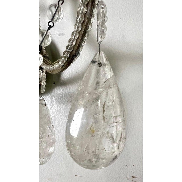 Pair of 2-Light Rock Crystal Beaded Sconces For Sale - Image 9 of 12