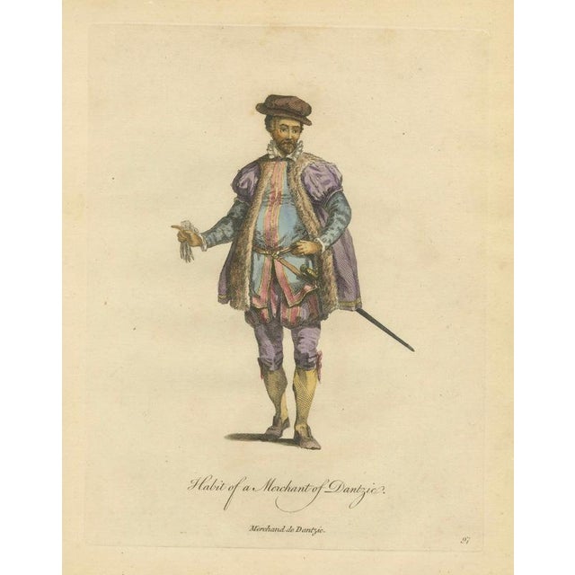 European School, Habit of a Merchant of Dantzic, 1749, Paper Engraving For Sale - Image 9 of 9