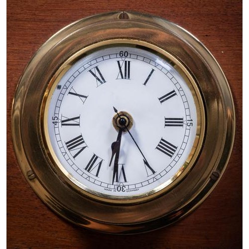 Ships Clock with Barometer in Teak and Brass, 1960s For Sale - Image 3 of 5