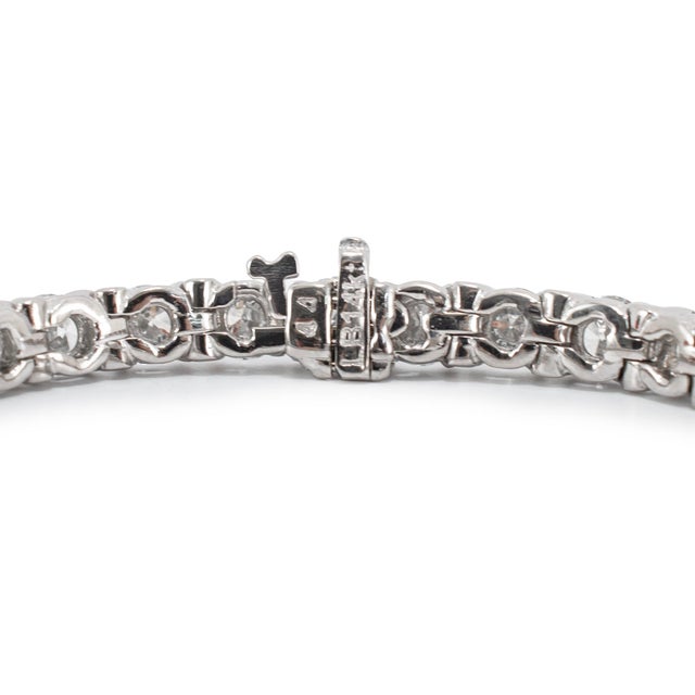 14k White Gold 4-Prong 11.41ct Lab Grown Round Diamond Classic Tennis Bracelet For Sale In Houston - Image 6 of 7