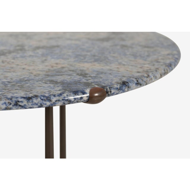 1970s Pair of Cedric Hartman Bronze & Blue Bahia Granite Side Tables, Circa 1970s For Sale - Image 5 of 10