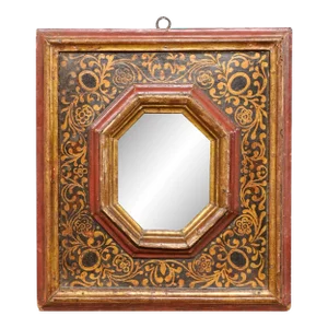 18th Century Hand-Painted Accent Mirror, Spain