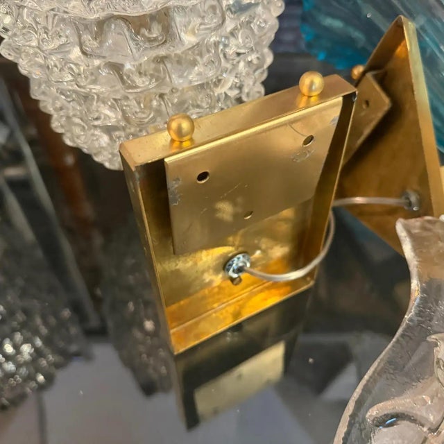 1990s Two 1990 Barovier Style Mid-Century Modern Brass and Rostrato Glass Wall Sconces 8 For Sale - Image 5 of 11