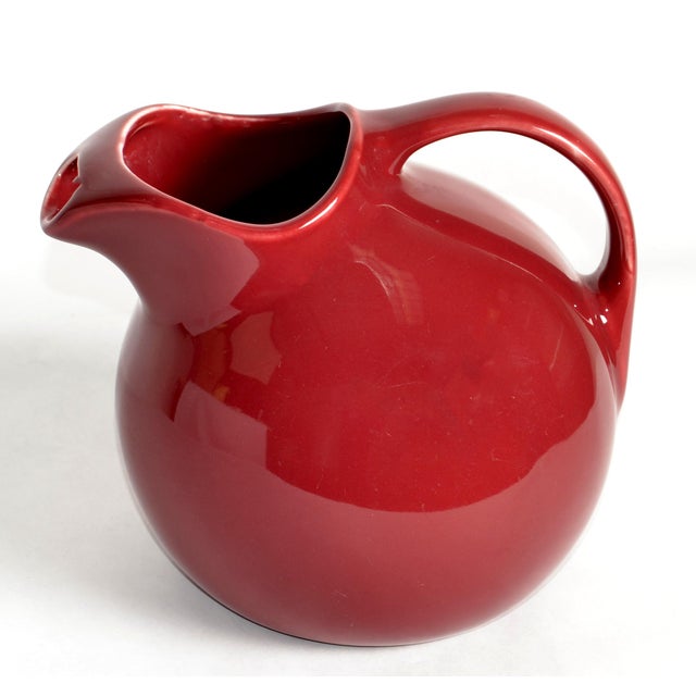 1950s Mid-Century Modern Hall Ceramic Burgundy Ball Pitcher Carafe Vessel California For Sale - Image 14 of 14