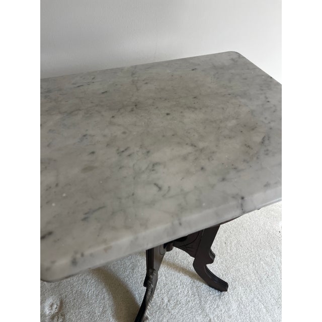 1970s 1970s Marble Top Wooden Side Table For Sale - Image 5 of 7