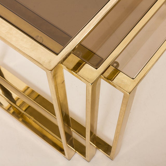 Vintage Brass Nesting Tables, Italy, 1970s, Set of 3 For Sale - Image 11 of 12