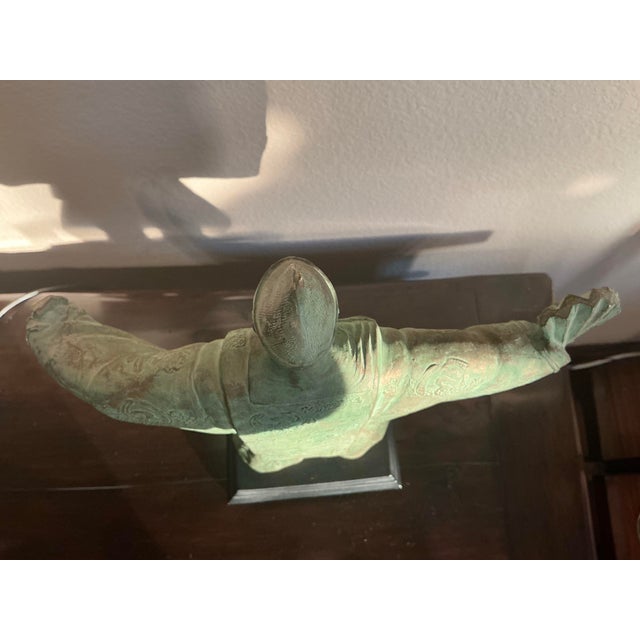 Austin Productions Japanese Noh Dancer Sculpture in Verdigris Finish, Circa 1981 For Sale - Image 12 of 12