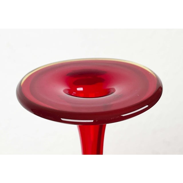Vintage German Red Glass Solifleur Vase by Cari Zalloni for WMF, 1970s For Sale - Image 3 of 16