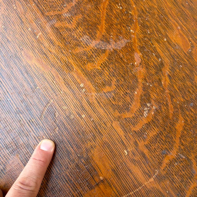Antique Quartersawn Oak Round Tabouret Table With Glass Ball & Claw Feet For Sale - Image 13 of 18