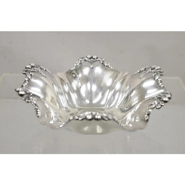 Vintage Victorian Silver Plated Handkerchief Candy Dish Fruit Bowl Berry Design For Sale - Image 10 of 11