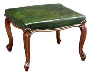 French Ottoman or Stool of Emerald Green Leather on Cabriole Legs