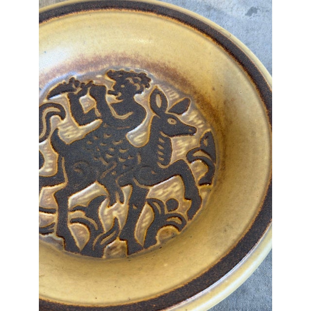 1960s Ceramic Bowl Michael Andersen & Søn Danish Studio Pottery Pan Playing Flute 1960s For Sale - Image 5 of 10