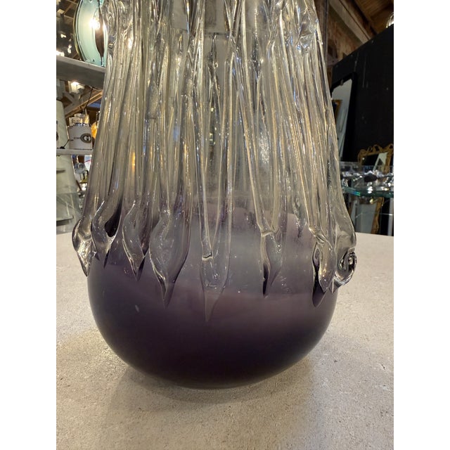 Murano Italian Murano Glass Vase With Vertical Ridges, 1970s For Sale - Image 4 of 7