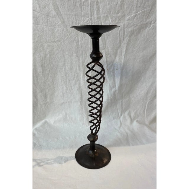 Traditional Vintage Sarreid Metal Braided Candle Holder For Sale - Image 3 of 8