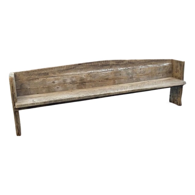 Primitive Rustic Farmhouse Reclaimed Barnwood Pew Bench 66 In. For Sale