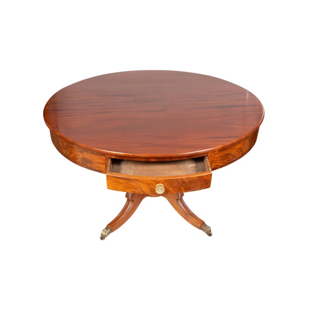 American Classical Mahogany Drum Table For Sale In Boston - Image 6 of 12