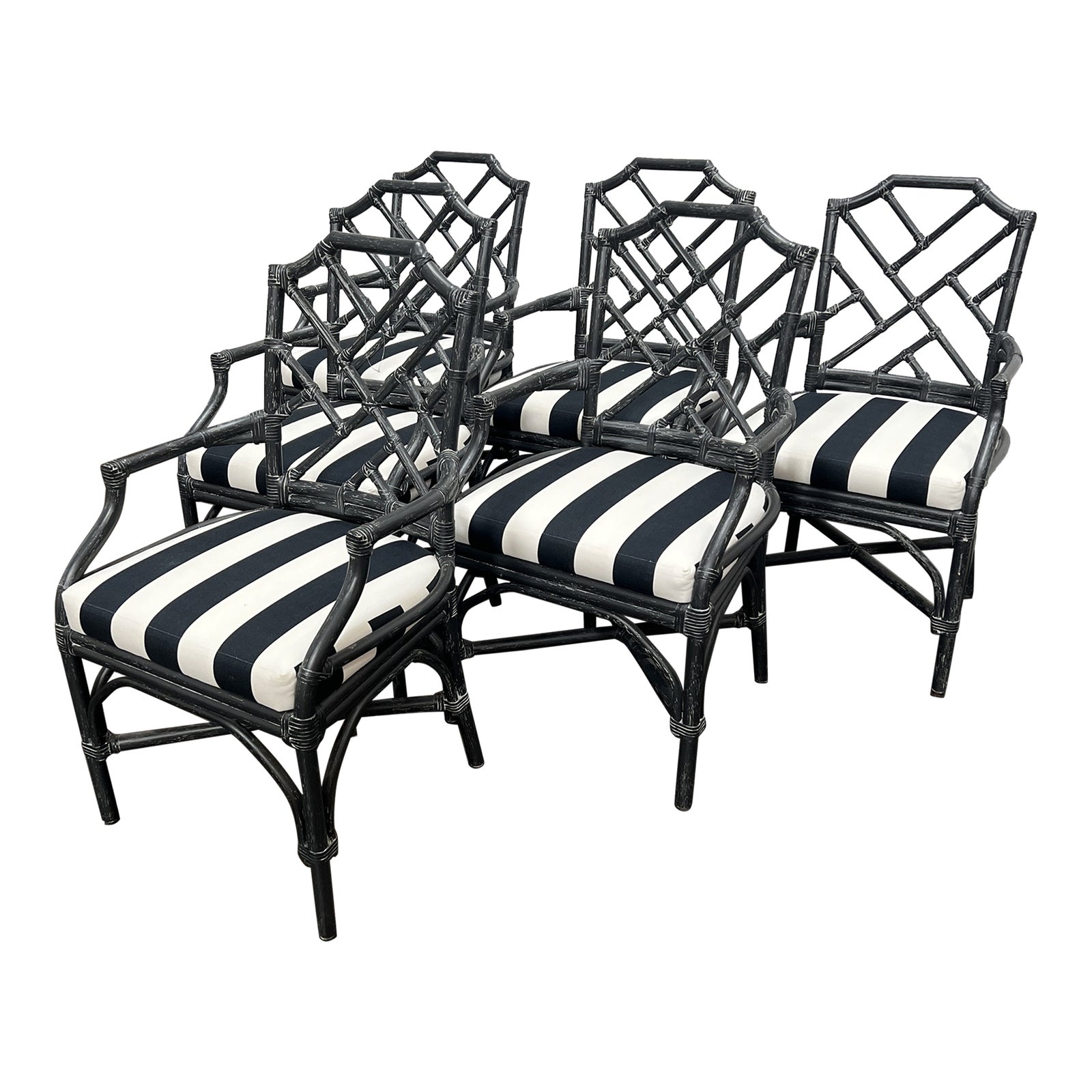 Palecek Pavilion Striped Dining Chairs, Set of Six Chairish