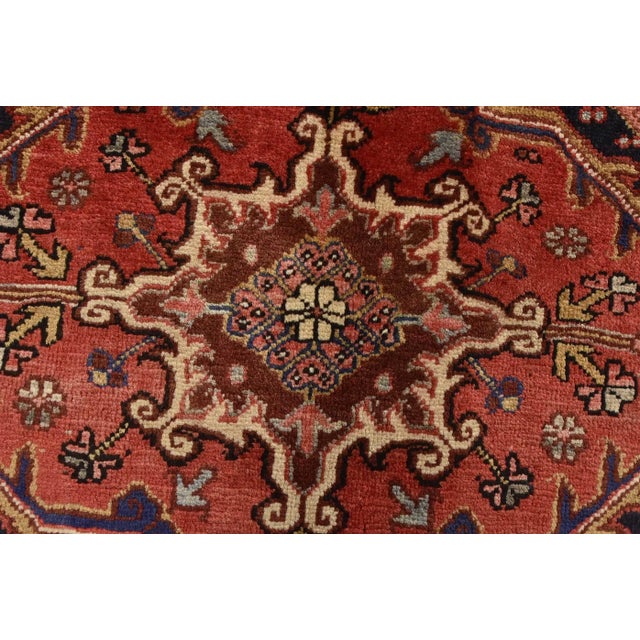 Red Heriz Rug 9'9'' X 12'10'' Red Wool Vintage Traditional Hand-Knotted Carpet For Sale - Image 8 of 15