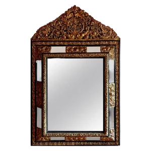 French Ebony Repousse Brass Mirror With Beveled Glass