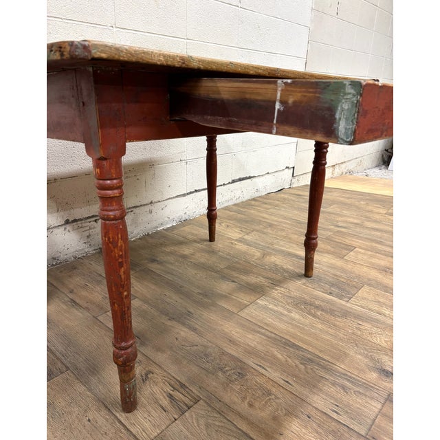 19th Century Antique Primitive Wooden Farmhouse Table For Sale - Image 5 of 11