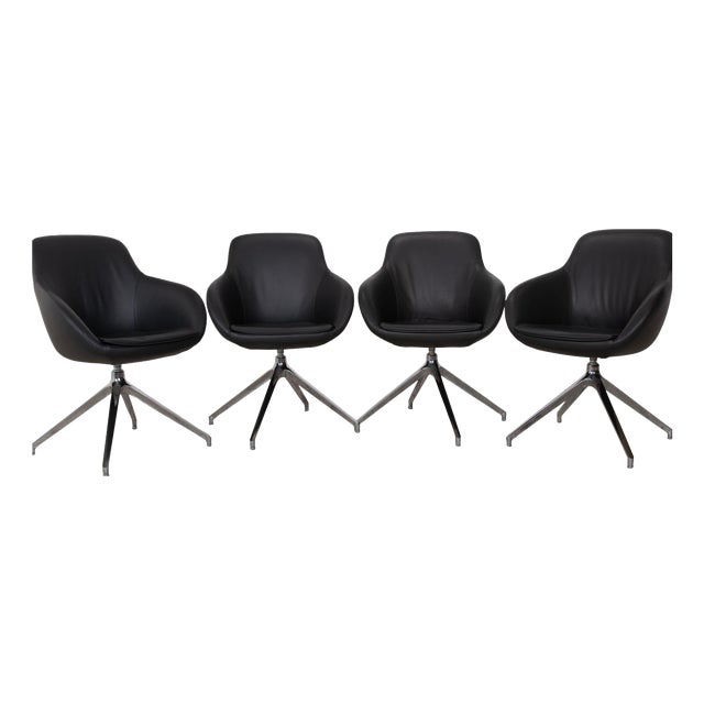 Leather Dining Chairs in Brown and Grey from Signet Mailo, Set of 4 For Sale