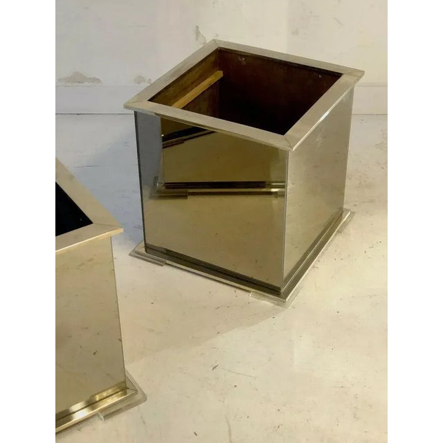 An elegant and rigorous pair of large square planters or planters, Art-Deco, Modernist, Shabby-Chic, solid metal...