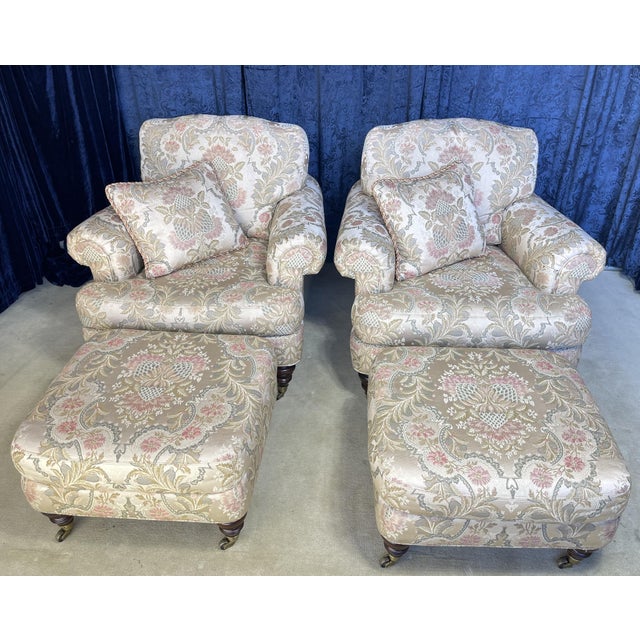 Bring timeless sophistication into your home with this pair of Lillian August accent chairs and matching ottomans,...