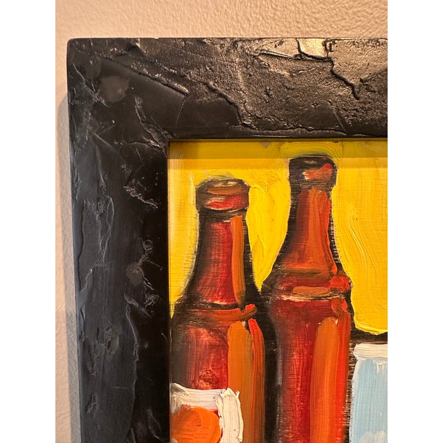 Wood Mark Leichliter Oil Painting on Board, Signed & Framed in Brutalist Frame, 2000’s For Sale - Image 7 of 14
