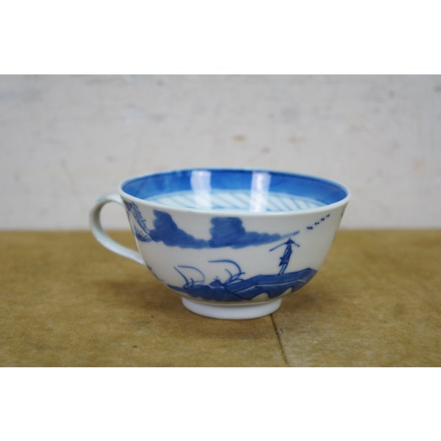 46 Pc Vintage Chinese Export Canton Blue & White Porcelain Pagoda Dinnerware Set For Sale - Image 6 of 15