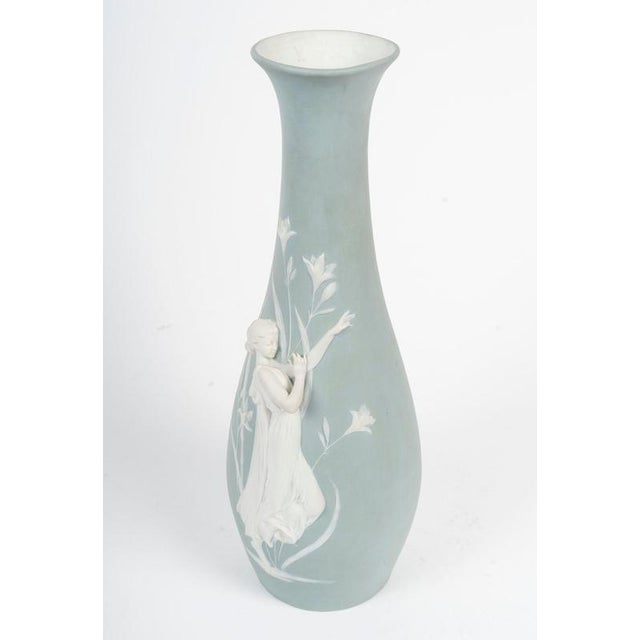 Art Nouveau Vase with Relief of Woman from Weshwood, 1900s For Sale - Image 4 of 8
