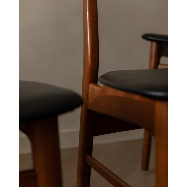 Vintage Danish Dining Chairs in Teak and Black Skai, 1960s, Set of 6 For Sale - Image 12 of 18