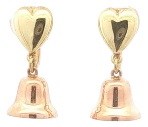 Mid 20th Century Retro Rose and Green Gold Bell Earrings, A Pair