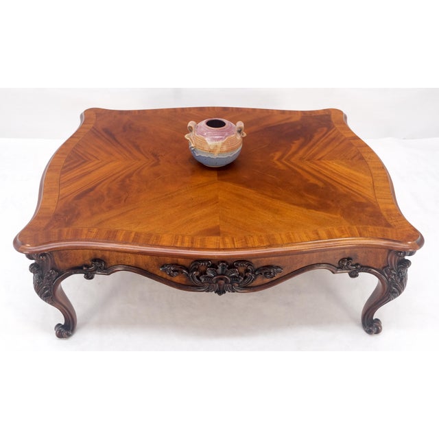 Henredon Fine Large 44x54" Square Carved Flame Mahogany Coffee Table MINT For Sale - Image 15 of 15