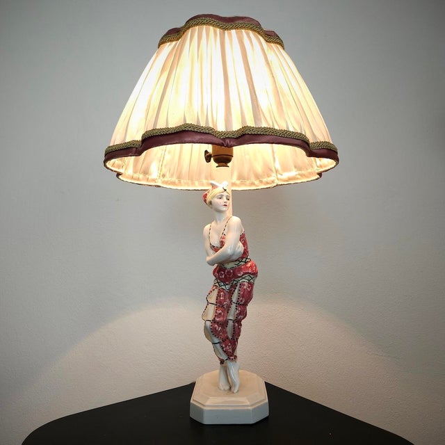 Ceramic Dancer Lamp by Rudolf Podany for Keramos Vienna, 1925 For Sale - Image 7 of 10
