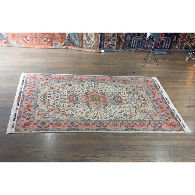 Vintage Silk Persian Tabriz Rug For Sale In Chicago - Image 6 of 15