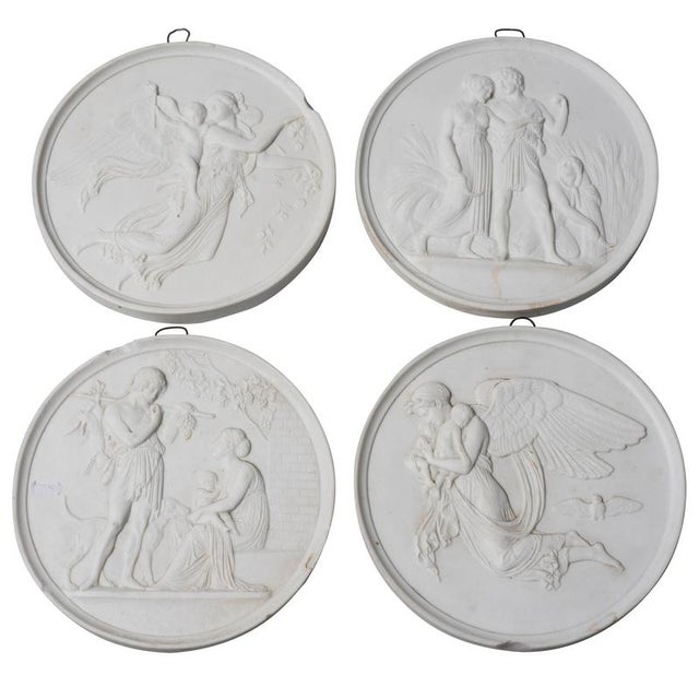 Ceramic 19th Century Neoclassical Medals in Biscuit Porcelain, Italy, Set of 4 For Sale - Image 7 of 7