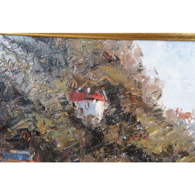 Early 20th Century European Impressionist Oil Painting Coastal Seascape Sailboats Signed & Framed For Sale - Image 9 of 11