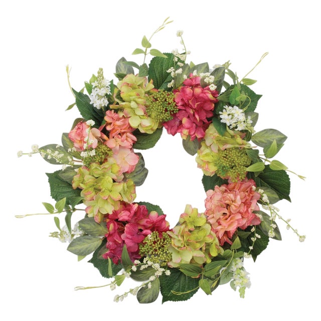 Hydrangea Floral Wreath 22 Inch For Sale