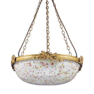 Antique French Glass & Gilt Bronze Tutti Frutti Ceiling Light, 1920s For Sale
