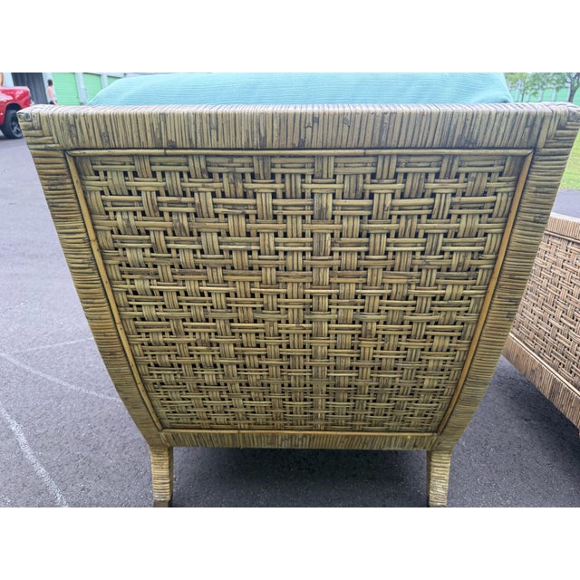 Wood Late 20th Century Pair of McGuire St. Germain Woven Rattan Cane Lounge Chairs For Sale - Image 7 of 12