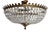Antique French Brass and Crystal 4-Light Chandelier, 1940s For Sale